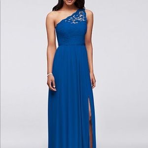 Long One Shoulder Lace Bridesmaid Dress